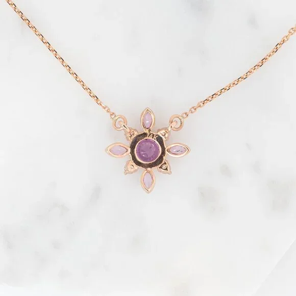 NNJ Designs | Jewelry | Ceylon Pink Sapphire Diamond Flower Pendant ...